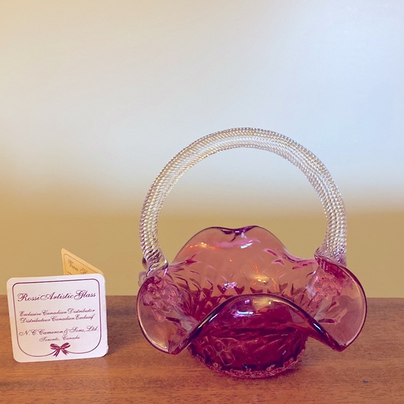 Heritage Cranberry Collection Decorative Dish w Handle - Picture 2 of 11